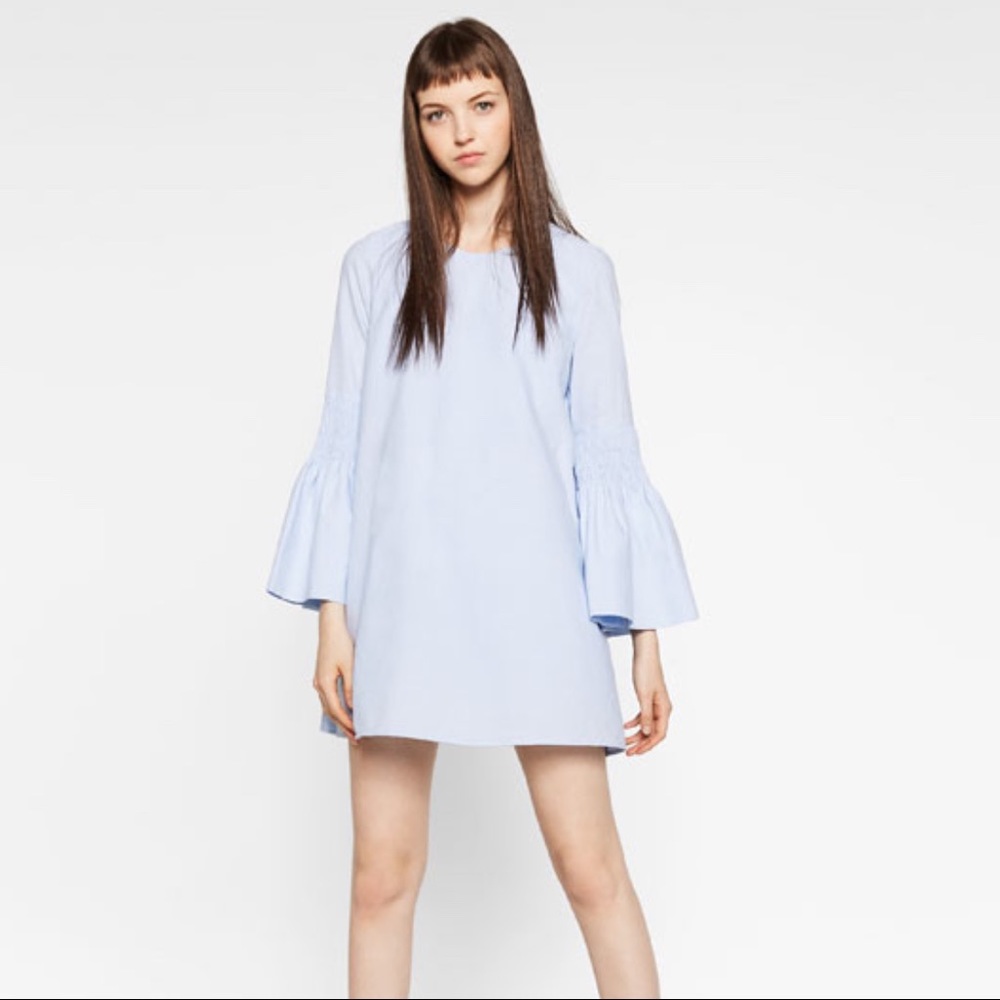 Zara blue poplin jumpsuit dress